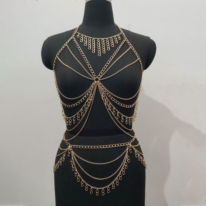 Halter metal chain hollow out cut out top  | Festival Outfits Women