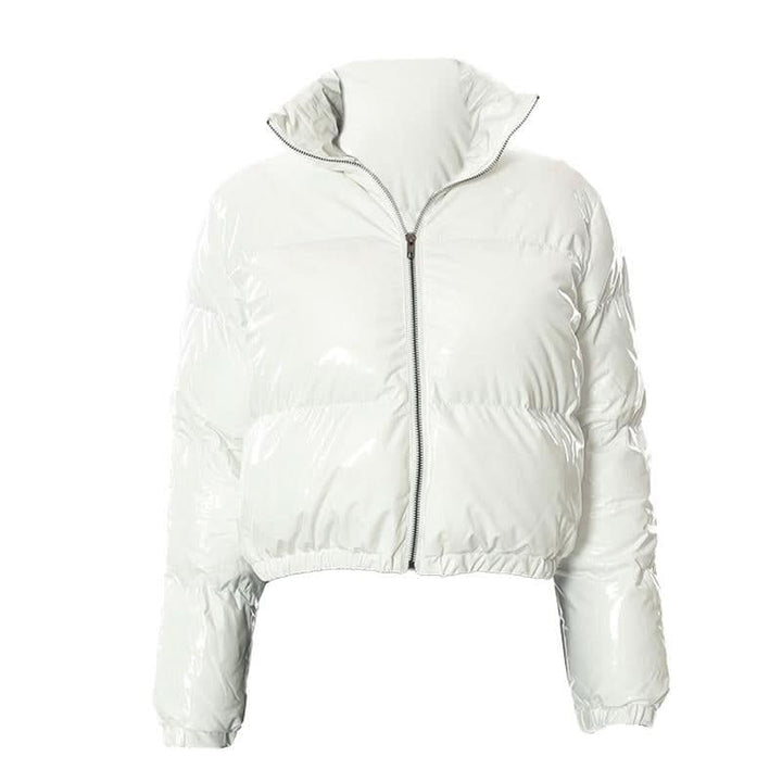 Long sleeve turnover collar zip-up PU leather top  | Festival Outfits Women