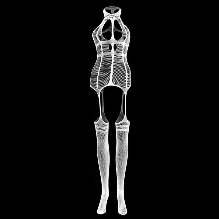 High neck fishnet suspender strappy bodystocking  | Festival Outfits Women