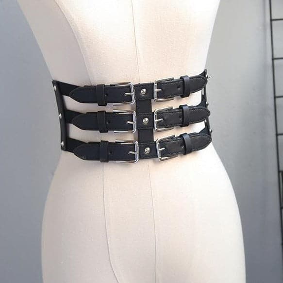 Rivet adjustable layered buckle corset  | Festival Outfits Women