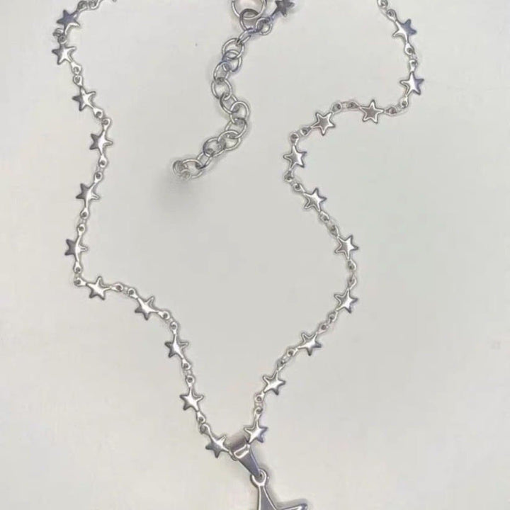 Silver star pendant metal chain necklace  | Festival Outfits Women