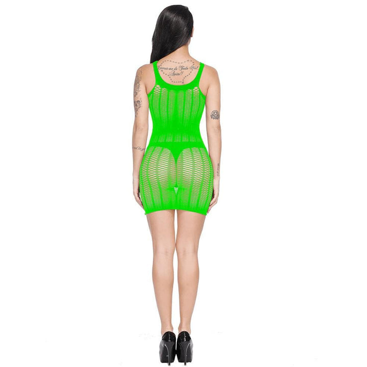Fishnet patchwork net solid tank mini dress  | Festival Outfits Women