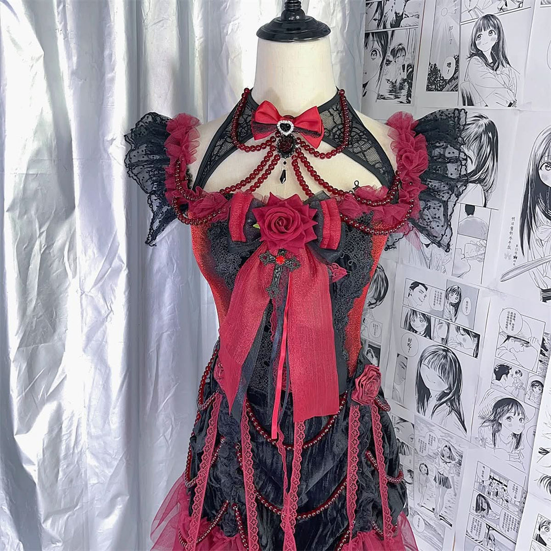 Bowknot ruffle mesh beaded shrug 2 piece cami mini dress  | Festival Outfits Women