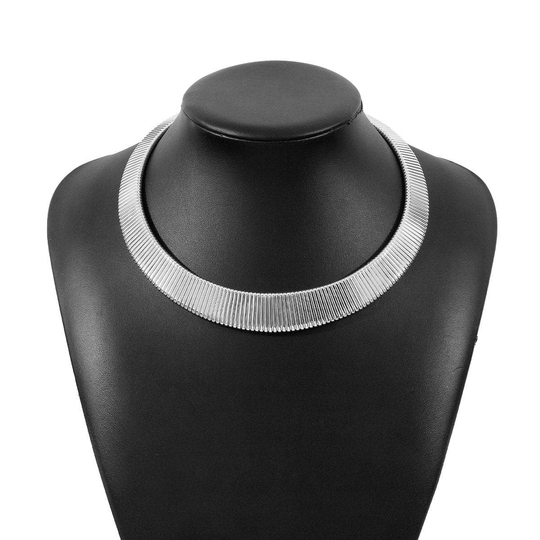 Ribbed metal solid chain necklace  | Festival Outfits Women