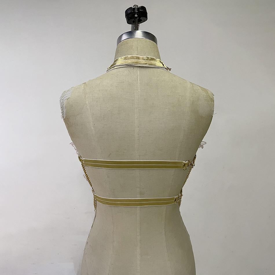 Butterfly embroidery metal chain halter top with choker  | Festival Outfits Women