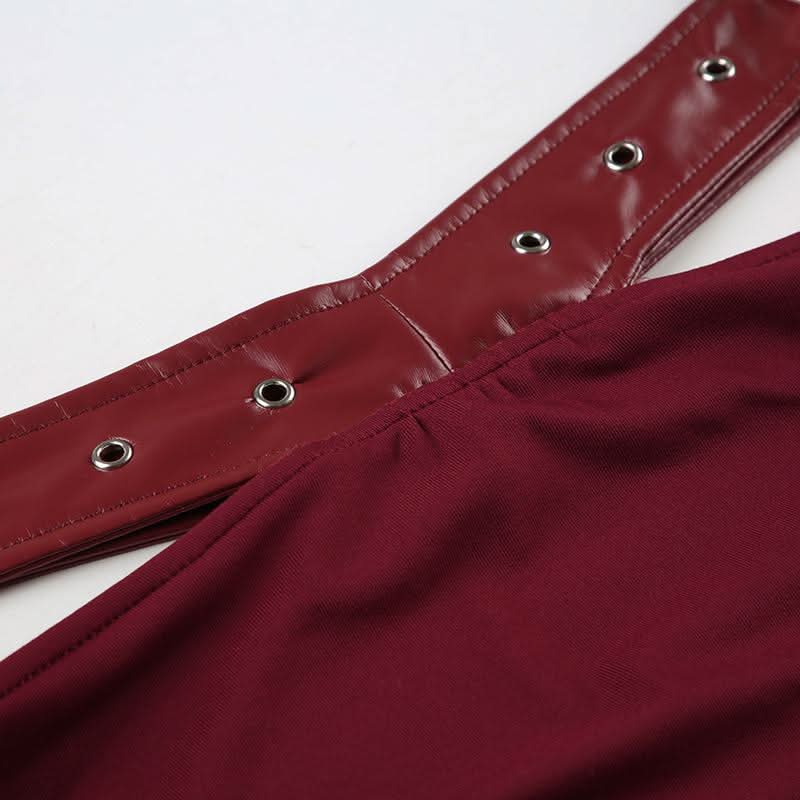 Ruched hollow out PU leather irregular cut out mini skirt Cargo Mini Skirt  | Festival Outfits Women