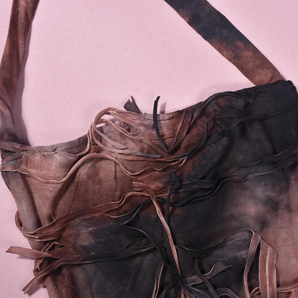 Halter tie dye high slit cross front maxi dress  | Festival Outfits Women