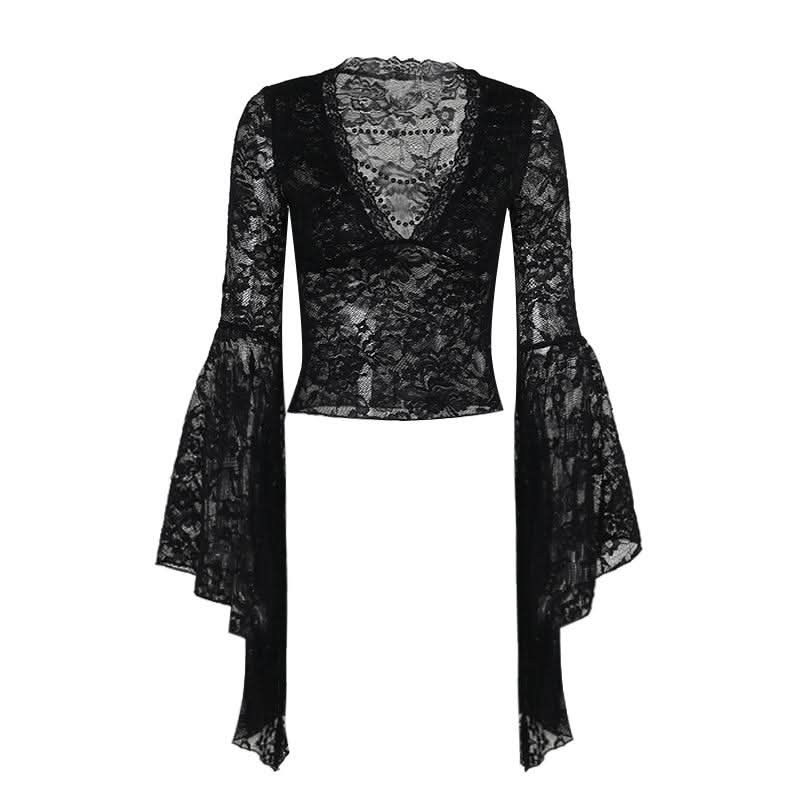Long sleeve v neck lace top  | Festival Outfits Women
