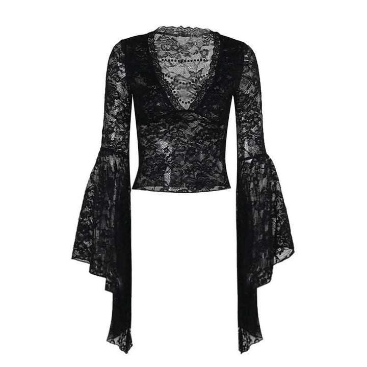 Long sleeve v neck lace top  | Festival Outfits Women