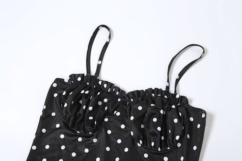 Polka dot ruched cami maxi dress  | Festival Outfits Women