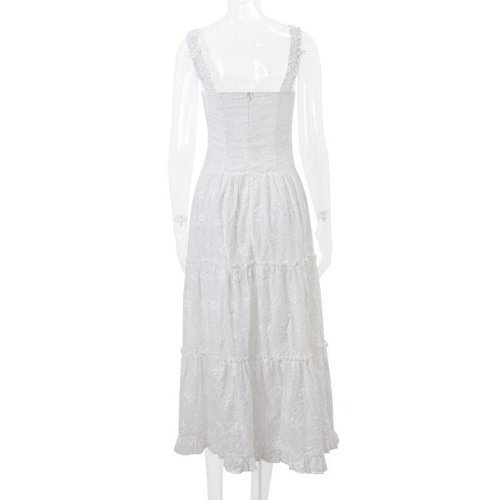 Rigar midi mai laushi da aka yi da zaren zane mai ruffle | Kayan Biki na Mata