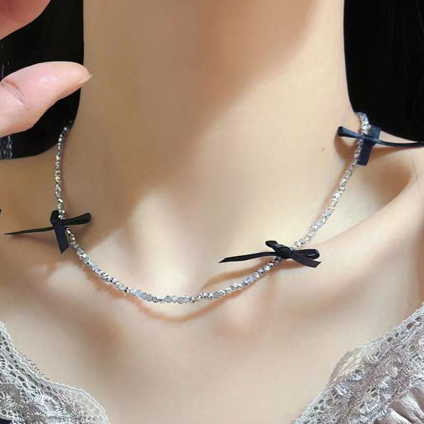 Bowknot beaded choker necklace  | Festival Outfits Women