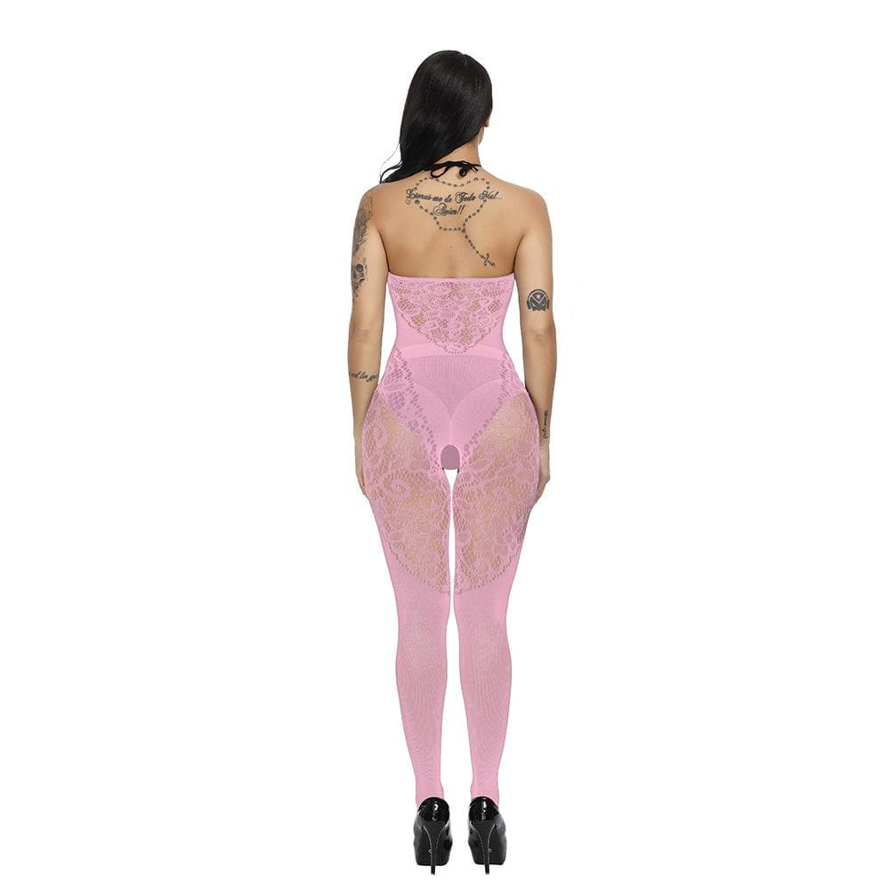 Halter patchwork lace backless bodystocking  | Festival Outfits Women