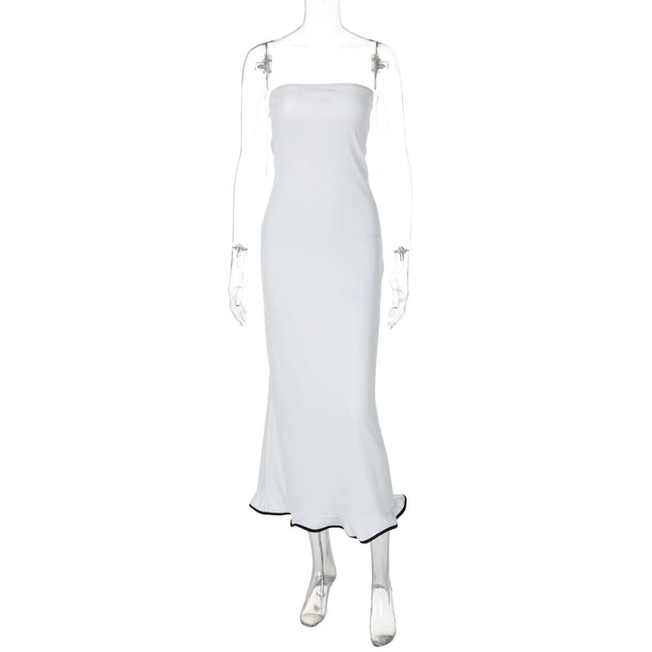 Backless solid ruffle tube maxi dress  | Festival Outfits Women