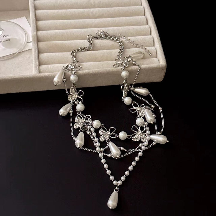 Droplet pendant rhinestone beaded choker necklace  | Festival Outfits Women