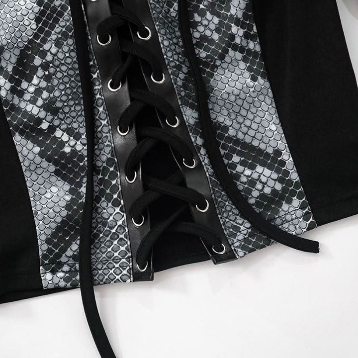 Long sleeve print lace up top  | Festival Outfits Women