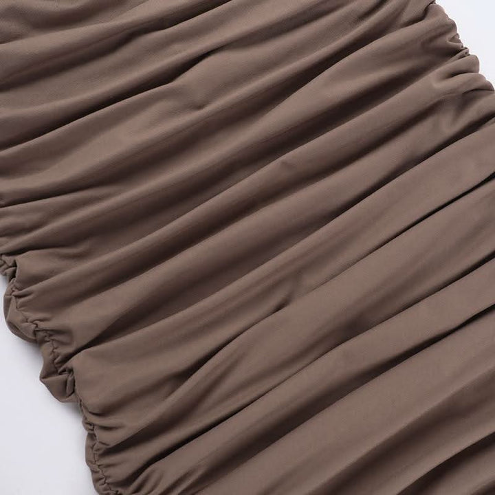 Ruched fluffy shrug slit cami maxi dress  | Festival Outfits Women-final-sale
