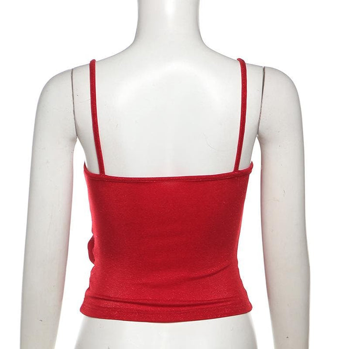 Kayan ado na fure na u neck glitter cami top | Kayan bikin mata