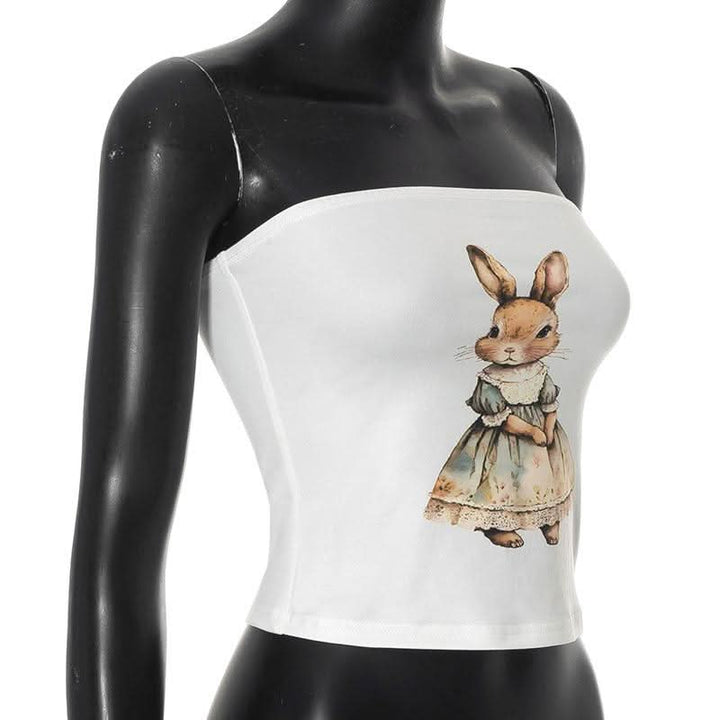 Backless squirrel pattern contrast tube top  | Festival Outfits Women