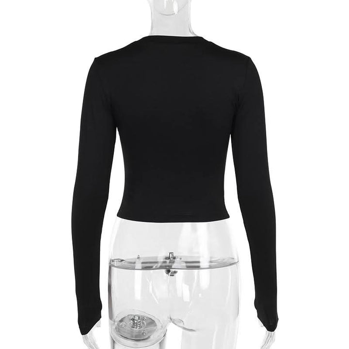 Long sleeve beaded butterfly pattern crewneck top  | Festival Outfits Women