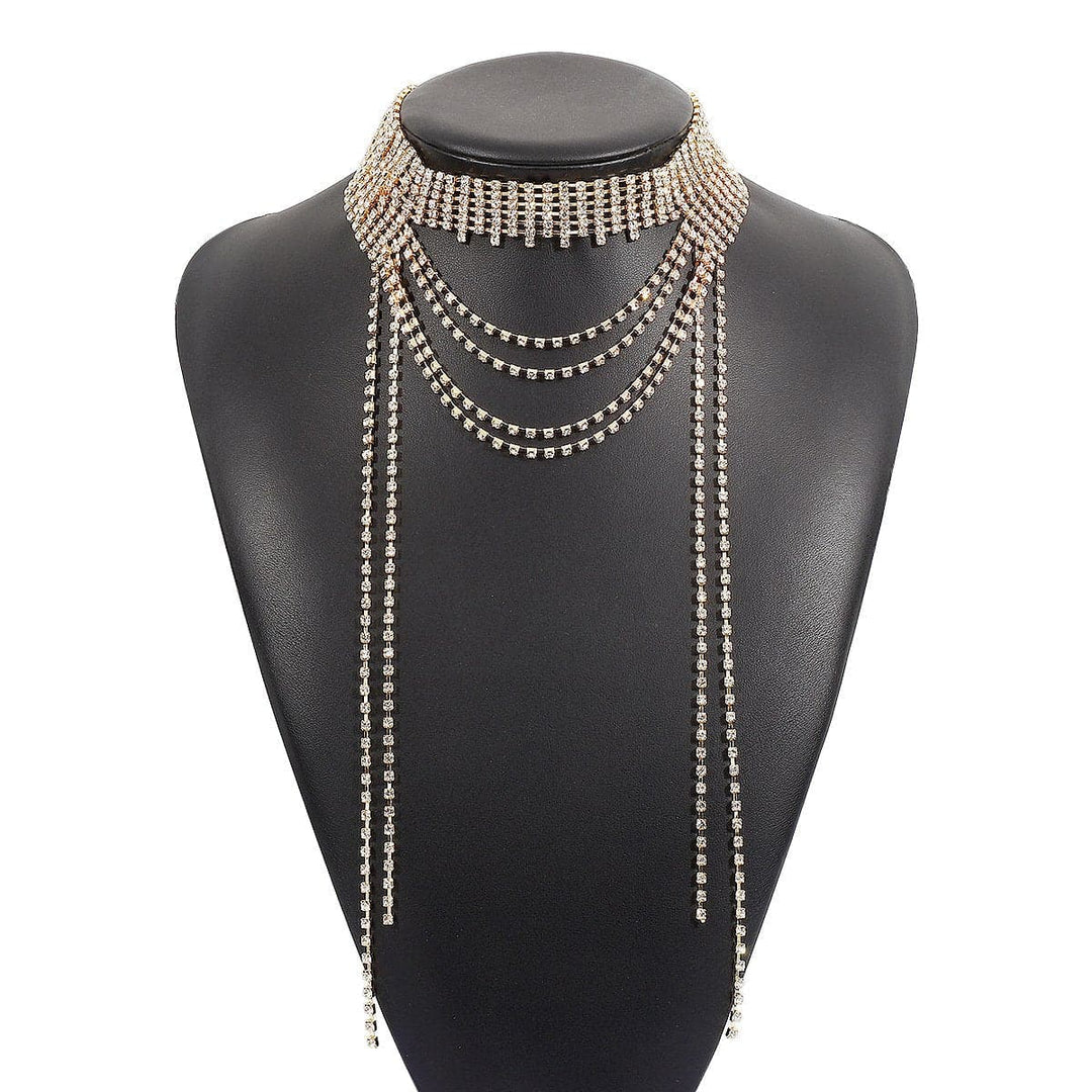 Layered rhinestone metal chain necklace  | Festival Outfits Women