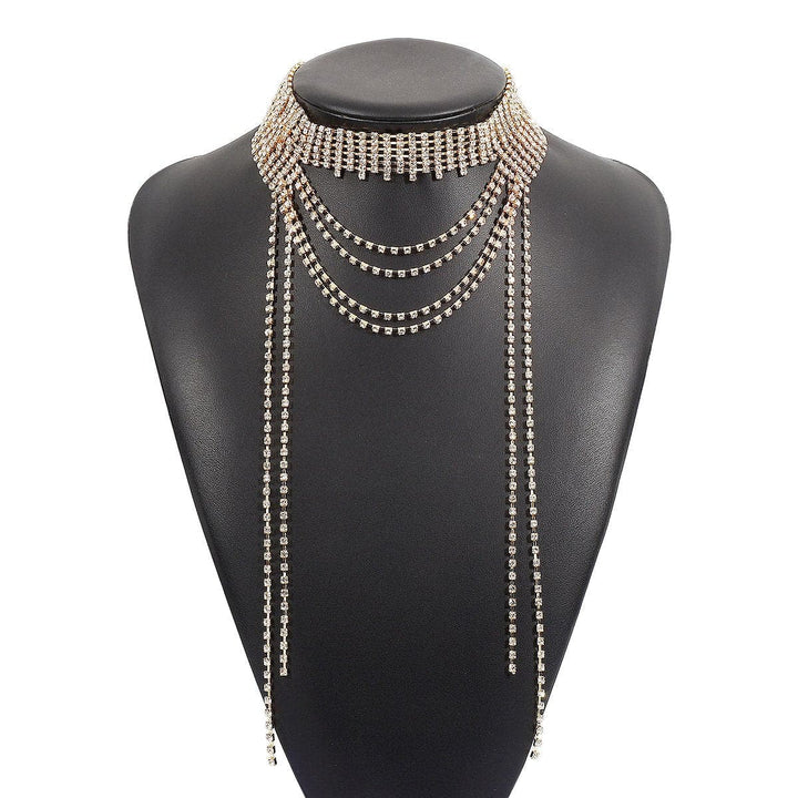 Layered rhinestone metal chain necklace  | Festival Outfits Women