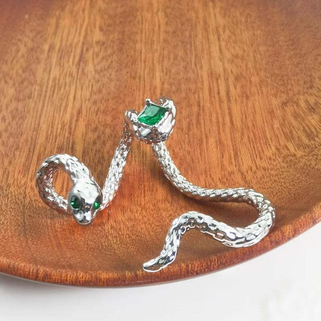 Green rhinestone snake shaped earring  | Festival Outfits Women
