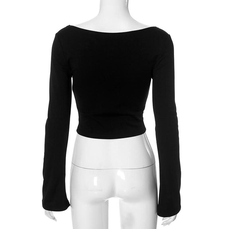 Long sleeve print lace up top  | Festival Outfits Women