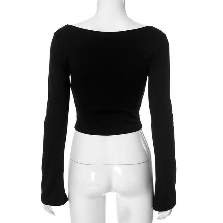 Long sleeve print lace up top  | Festival Outfits Women