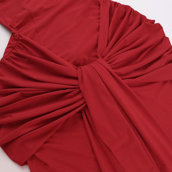 Off shoulder ruched knotted zip-up maxi dress  | Festival Outfits Women