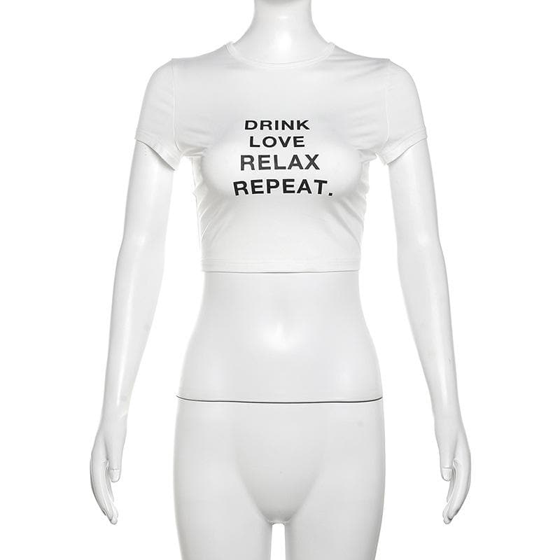 Short sleeve crewneck ruched letter print crop top  | Festival Outfits Women