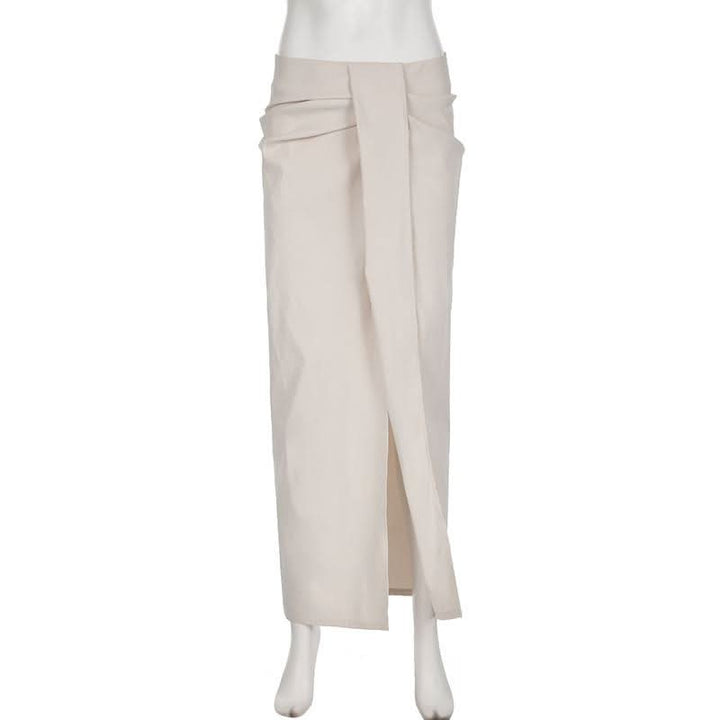 Slit zip-up solid maxi skirt  | Festival Outfits Women
