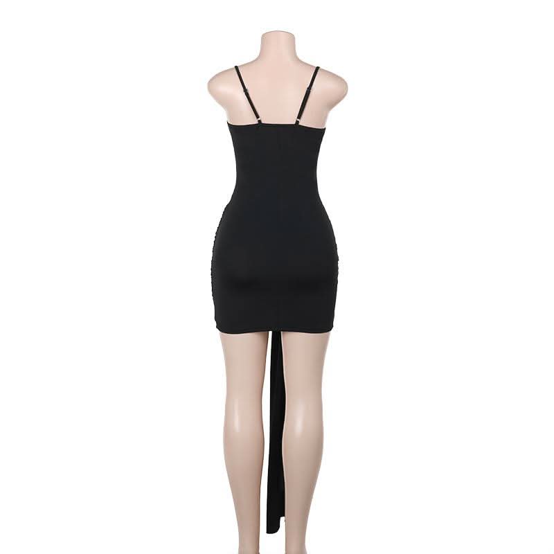 Ruched mesh backless cami mini dress  | Festival Outfits Women