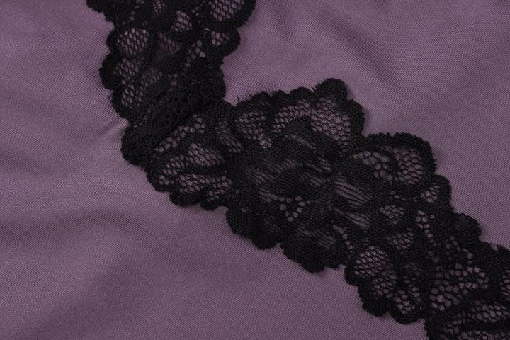 Riga mai kama da na Lace hem patchwork v neck zip-up cami mini | Kayan Biki na Mata