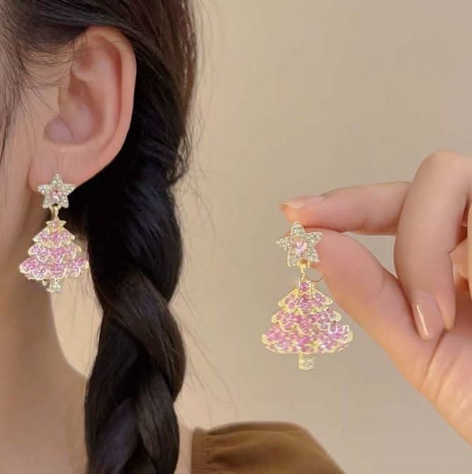 Faux pearl pendant christmas tree decor drop earrings  | Festival Outfits Women