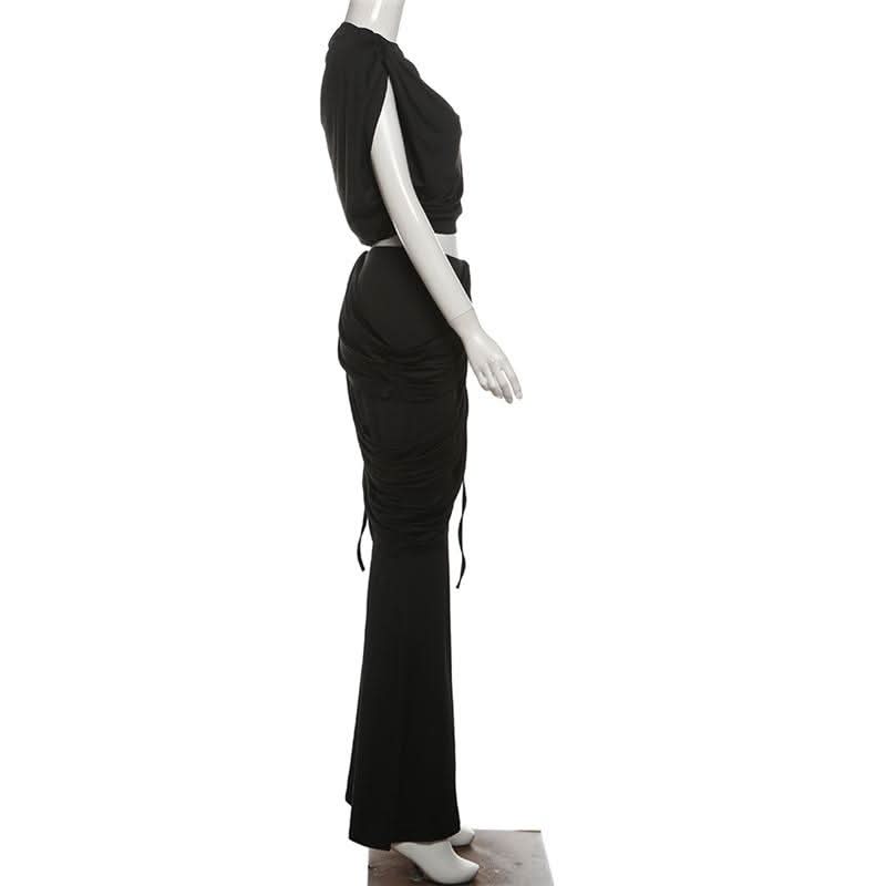 Cap sleeve ruched solid pant set  | Festival Outfits Women