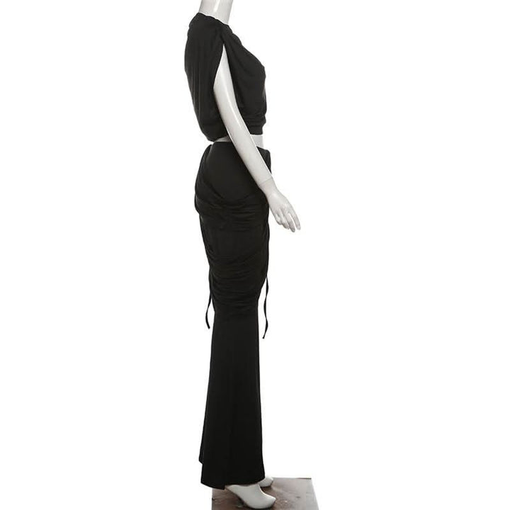 Cap sleeve ruched solid pant set  | Festival Outfits Women