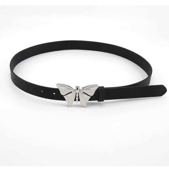 Silver butterfly PU leather adjustable belt  | Festival Outfits Women