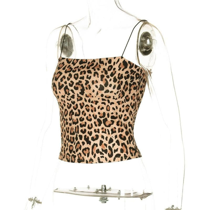 Spaghetti strap leopard print cami top  | Festival Outfits Women  | Cheetah Print Top
