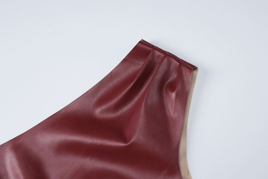 PU leather one shoulder gloves top  | Festival Outfits Women-final-sale