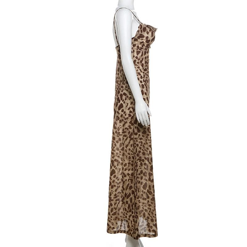 Leopard print cowl neck cami maxi dress  | Festival Outfits Women
