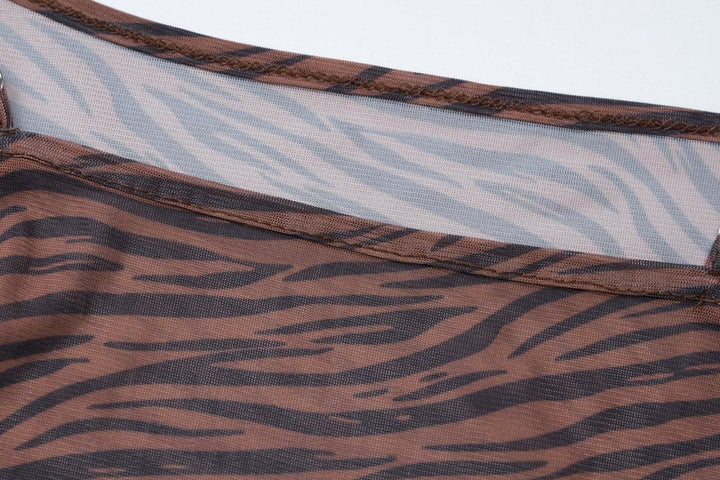 Tiger print sheer mesh cami maxi dress  | Festival Outfits Women