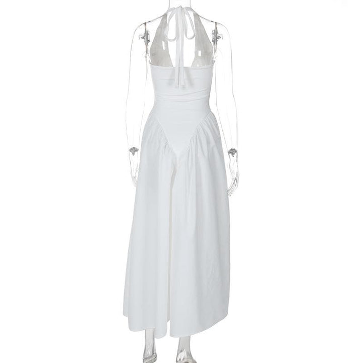 Halter v neck ruched knotted midi dress  | Festival Outfits Women