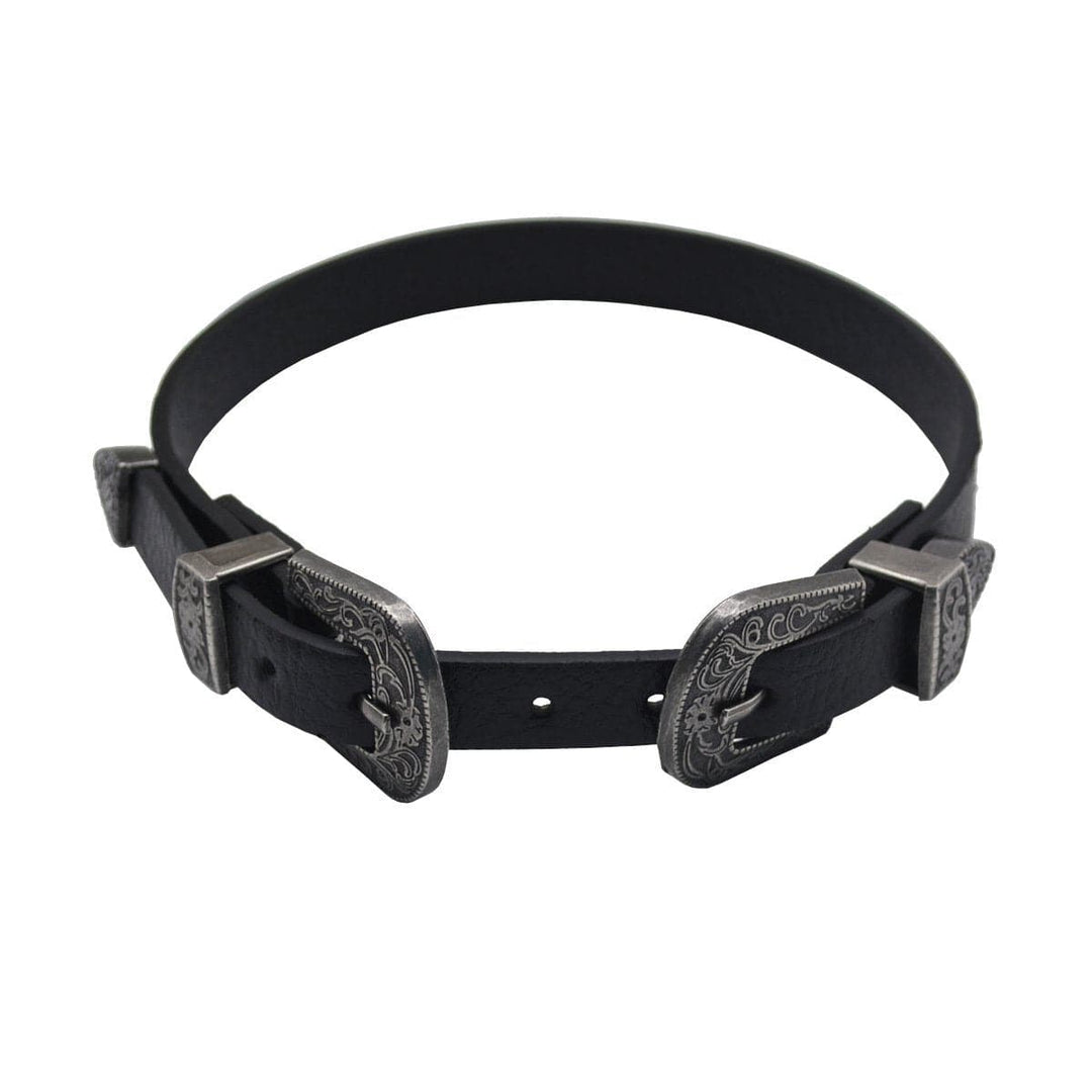 PU leather buckle adjustable choker necklace  | Festival Outfits Women