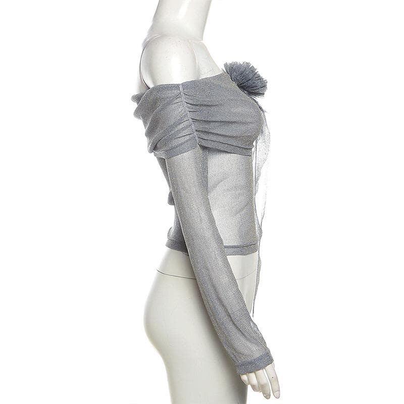 Doguwar riga mai ƙyalli daga kafada mai launin ruwan kasa | Kayan Biki na Mata