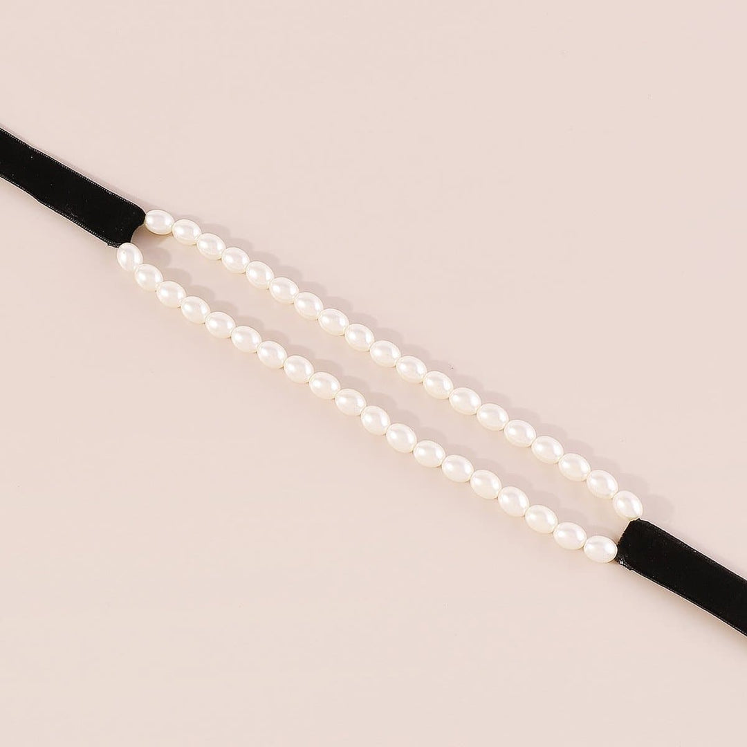 Faux pearl ribbon velvet layered choker necklace  | Festival Outfits Women
