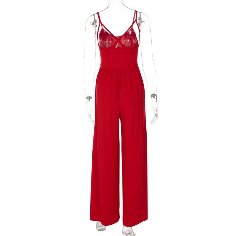 U neck ruched cross back cami jumpsuit  | Festival Outfits Women