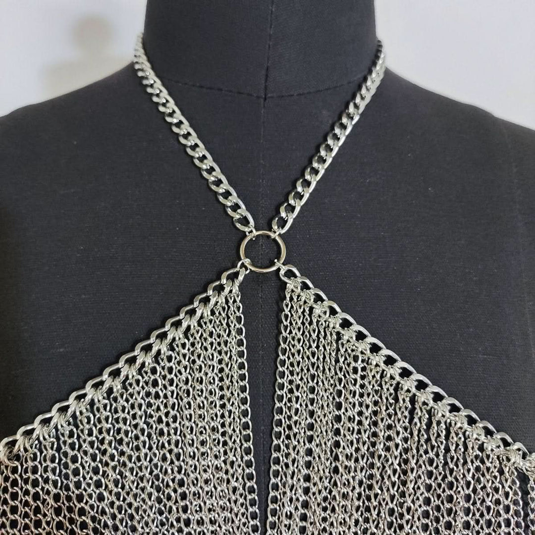 Halter o ring hollow out metal chain cut out top  | Festival Outfits Women