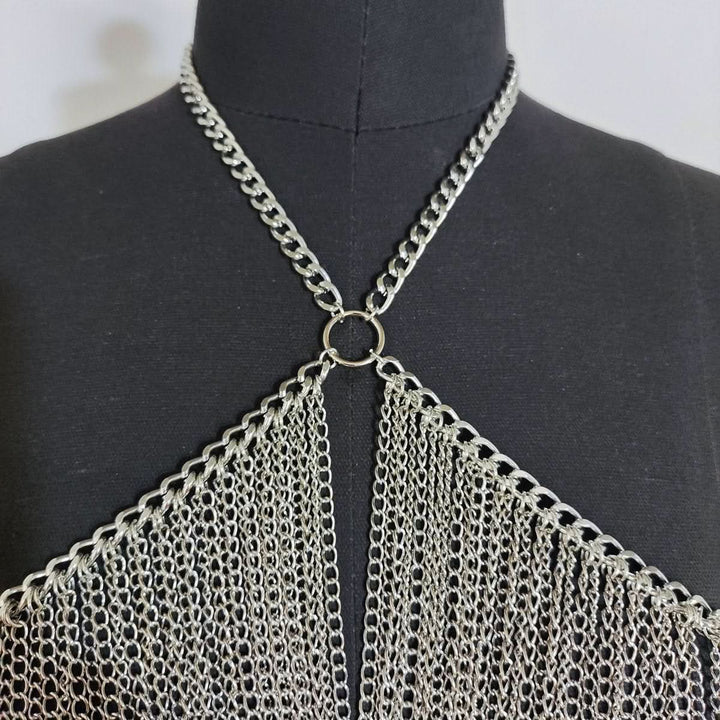 Halter o ring hollow out metal chain cut out top  | Festival Outfits Women