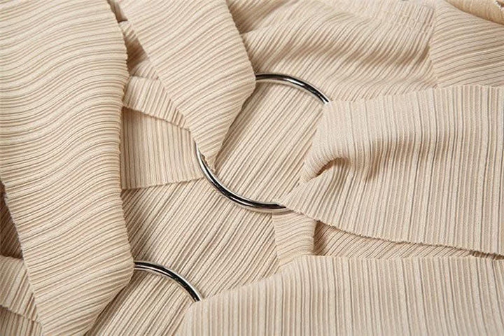 O ring textured hollow out self tie ruched tank cut out maxi dress-final-sale  | Festival Outfits Women